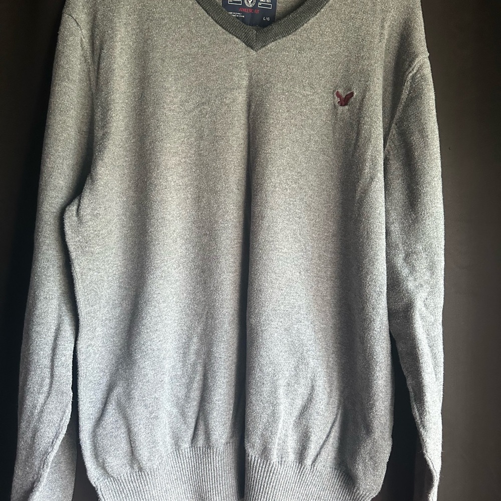 American Eagle Outfitters Gray V-Neck Sweater